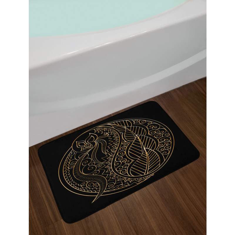 Bohemian Outline Curlicue Bath Mat