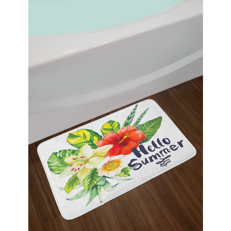 Tropical Flowers and Plants Bath Mat