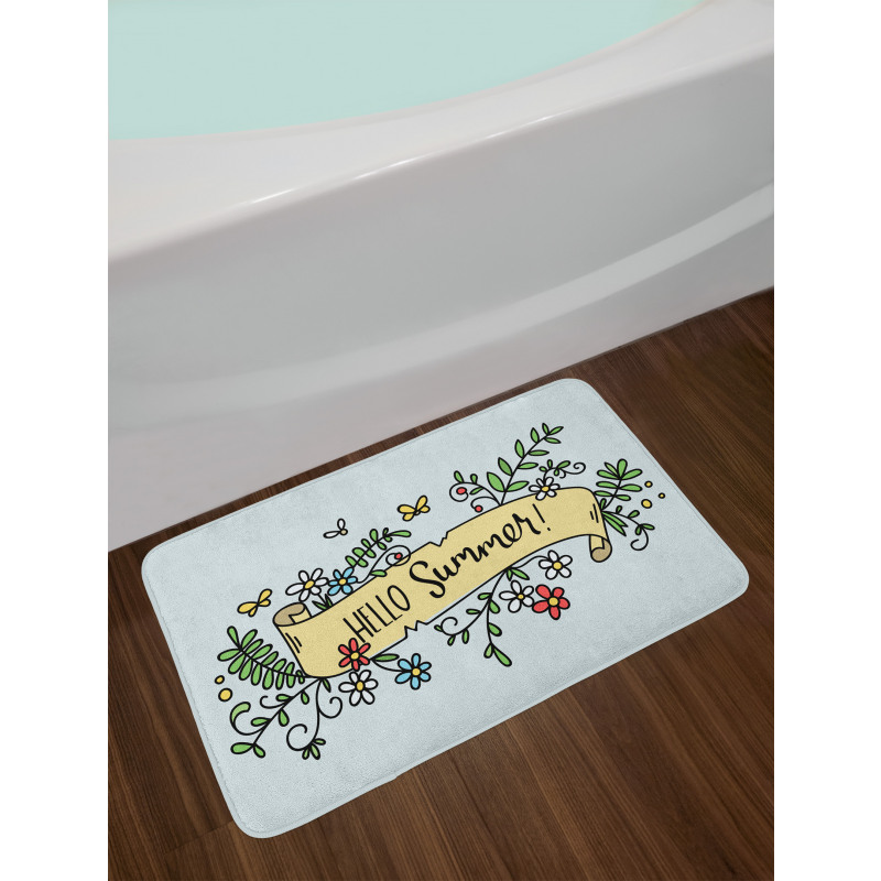 Floral Hello Summer Ribbon Bath Mat