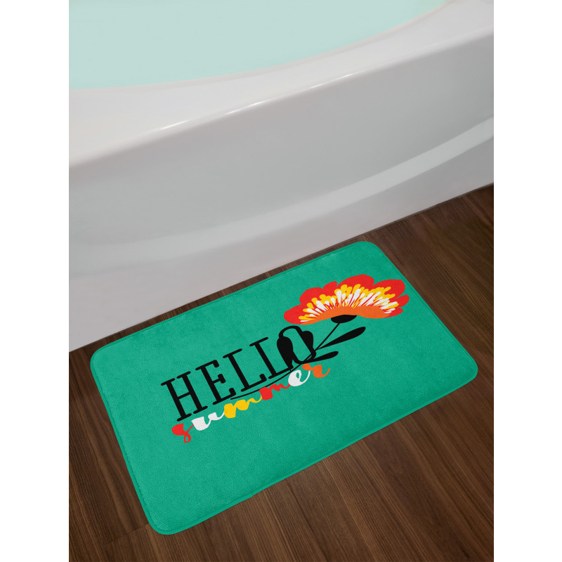 Floral Hello Summer Text Bath Mat