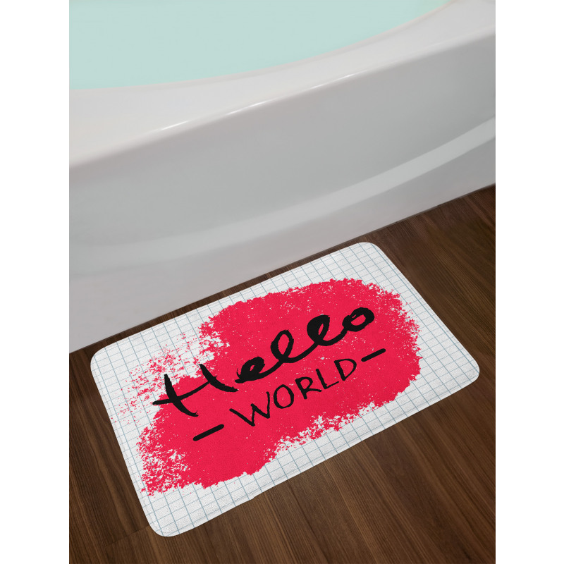 Hello World Calligraphy Art Bath Mat