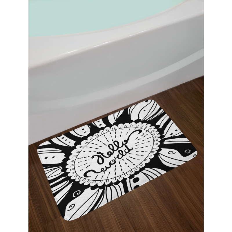 Monochrome Style Hello World Bath Mat