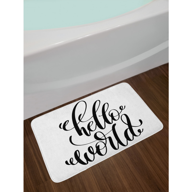 Hand Written Hello World Art Bath Mat