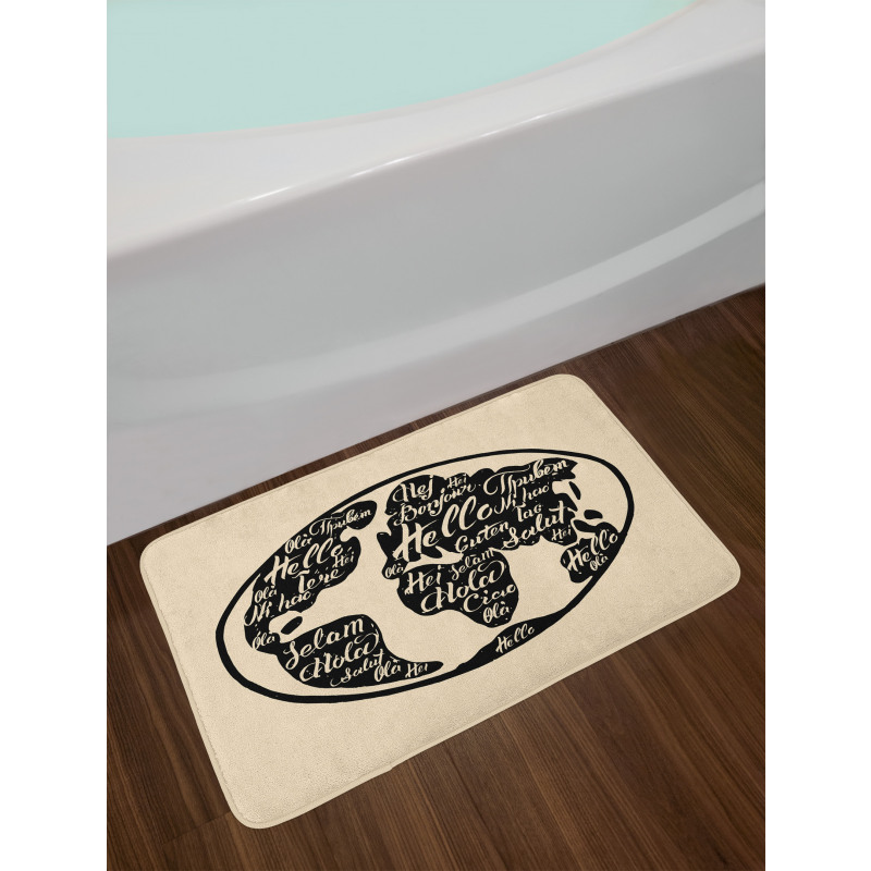 Hello in Various Languages Bath Mat