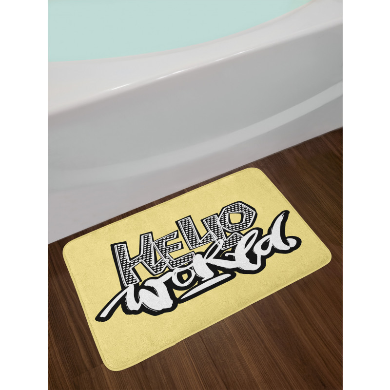 Hello World Graffiti Hearts Bath Mat