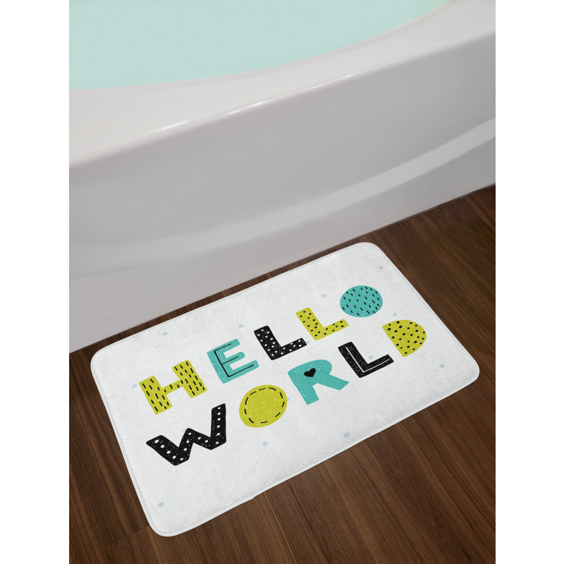 Boys Hello World Polka Dots Bath Mat