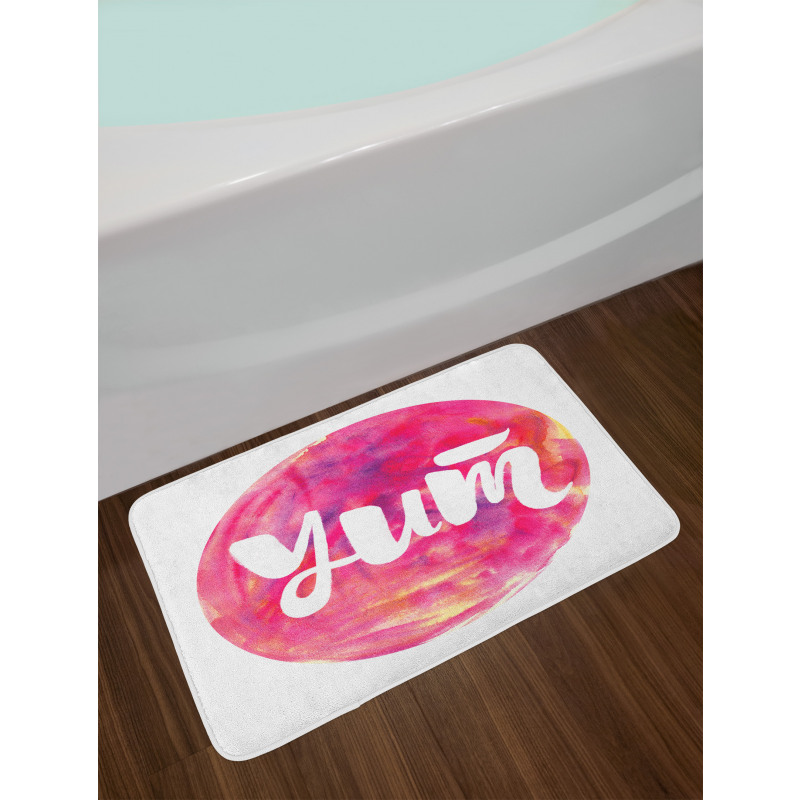 Wording on Watercolor Round Bath Mat