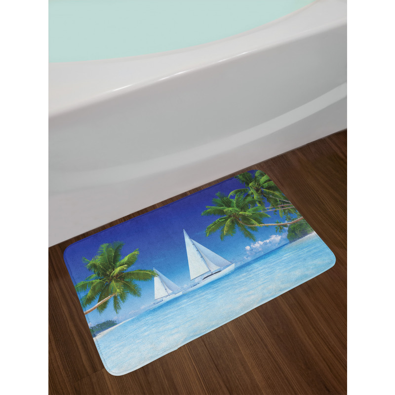 Palm Trees and Sailboats Bath Mat