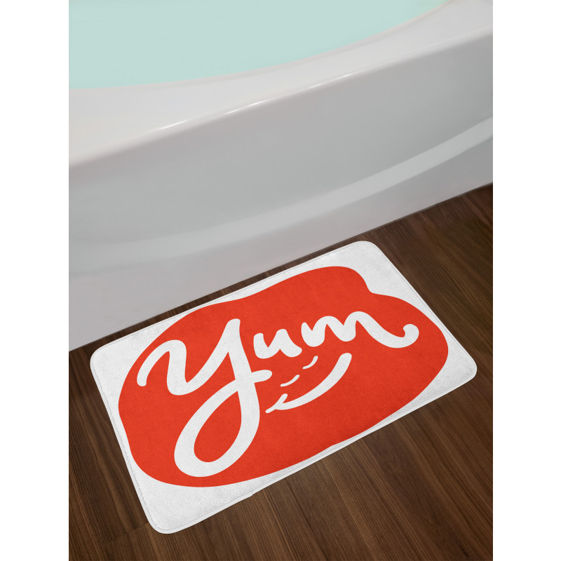 Smiling and an Emoji Wording Bath Mat