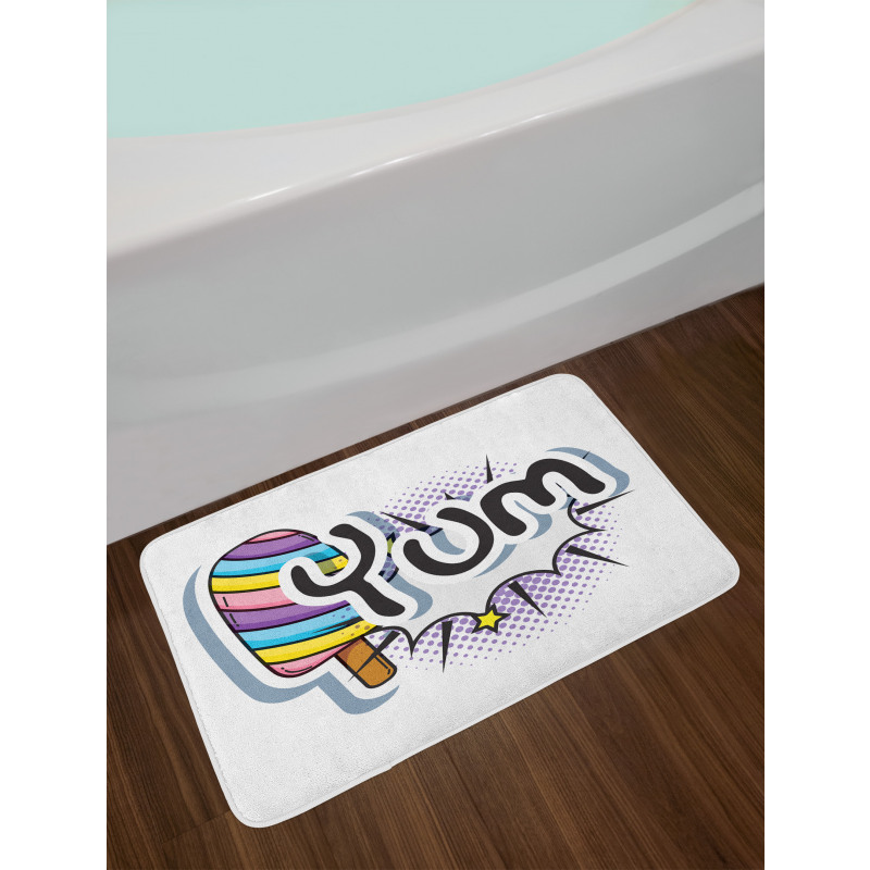 Pop Art Style Childish Wording Bath Mat