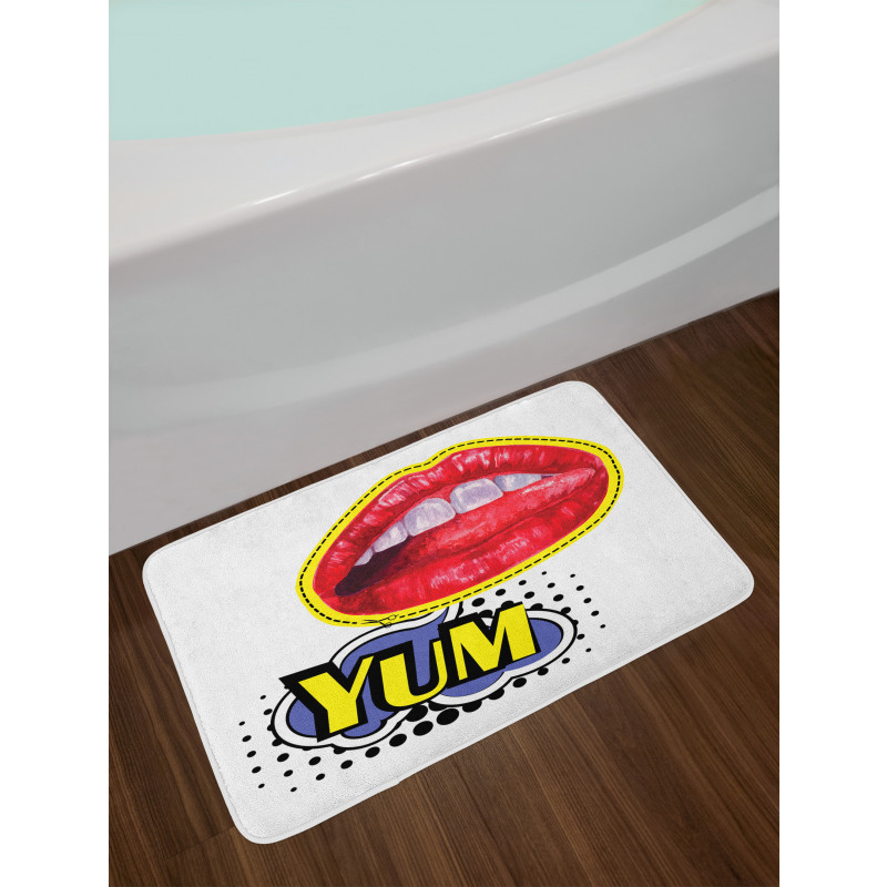 Woman Lips Wording Pop Artwork Bath Mat