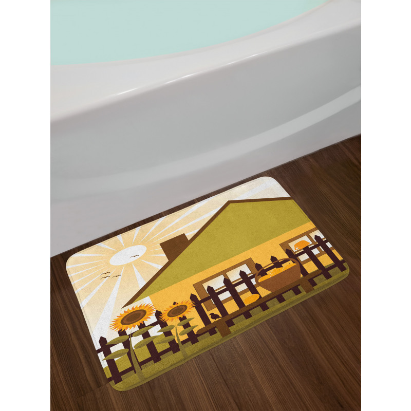 Cartoon House with Garden Bath Mat