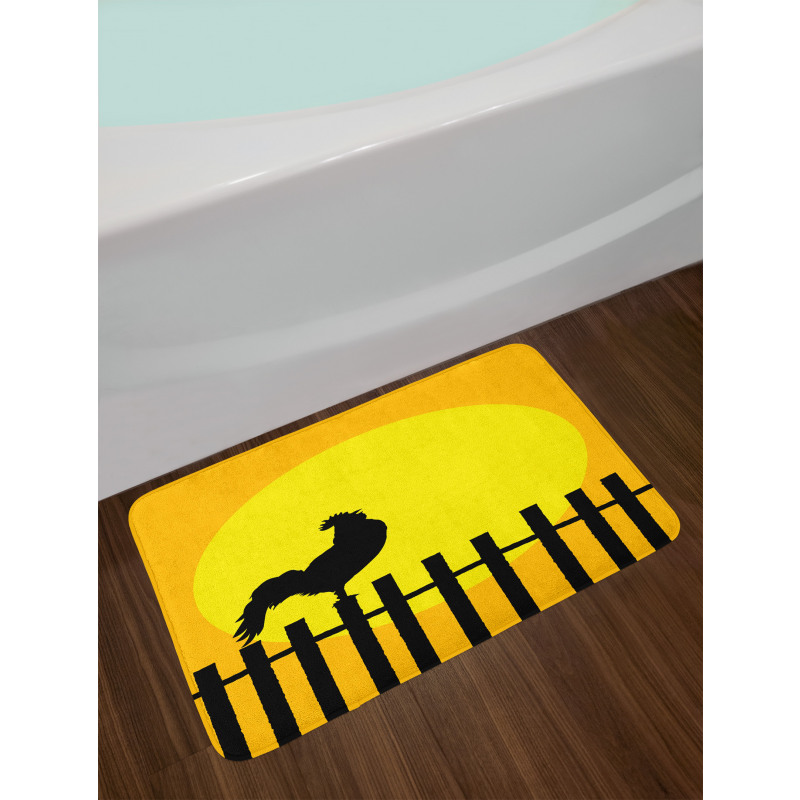 Rooster Silhouette Sunrise Bath Mat