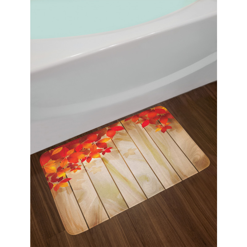 Autumn Orange Tones Leaves Bath Mat