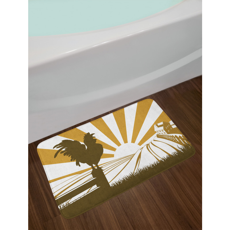 Rooster Retro Country Sunrise Bath Mat