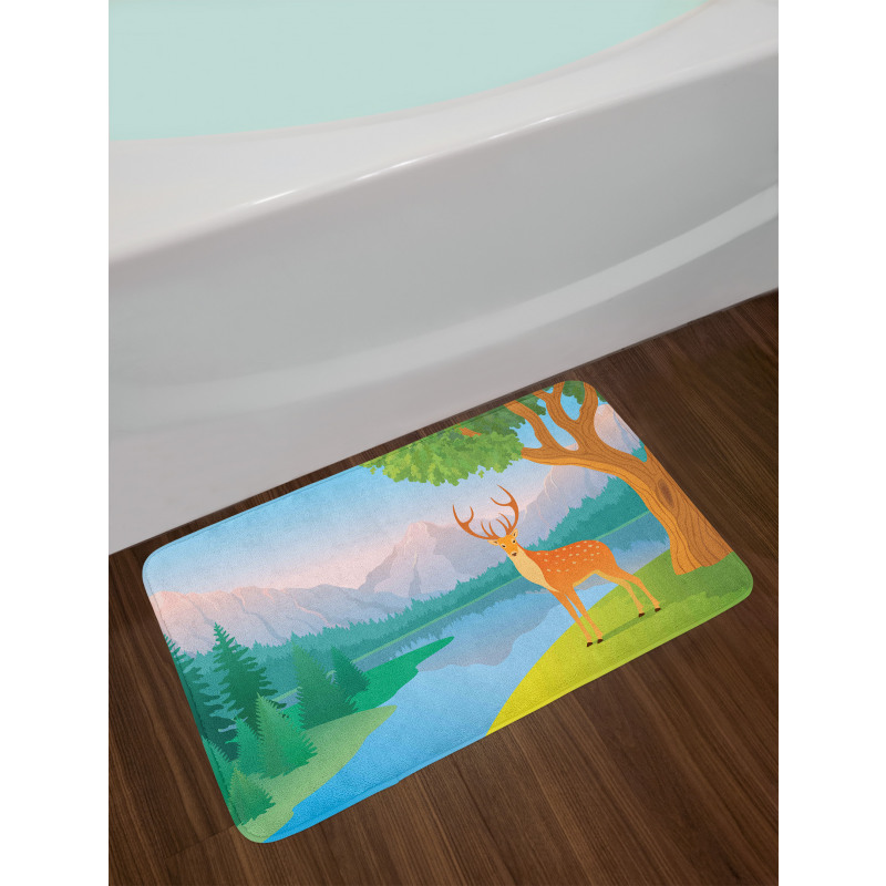 Deer Mountain Landscape Bath Mat