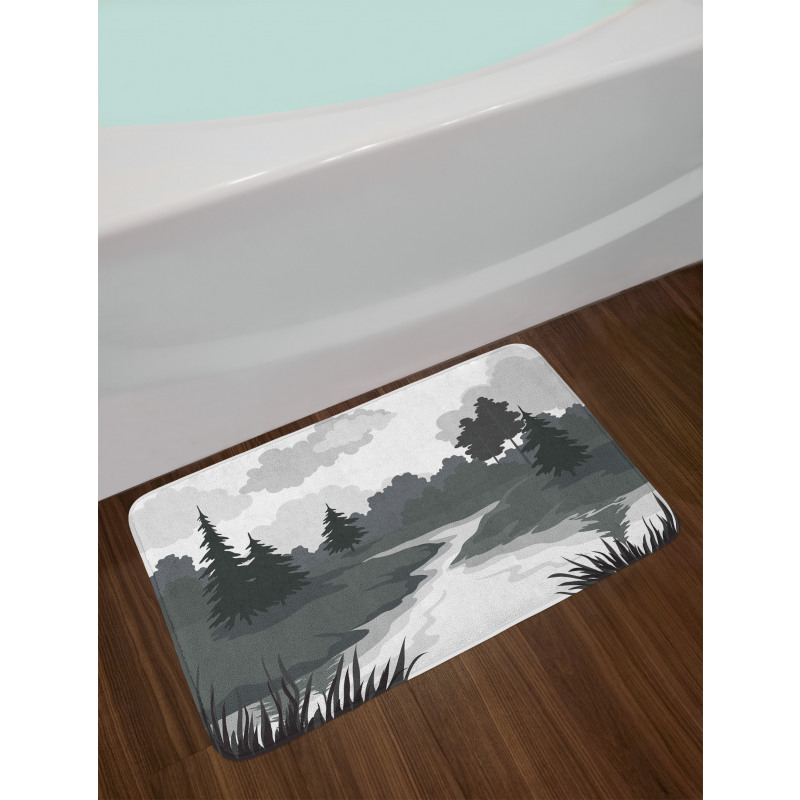 Greyscale Landscape Bath Mat