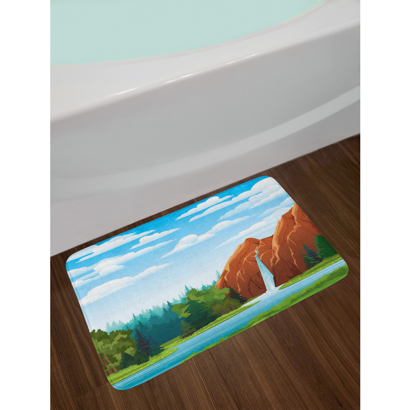 Waterfall Mountain Sky Bath Mat