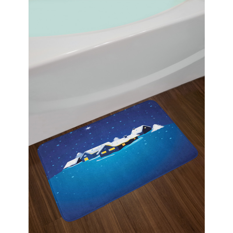 Snowy Small Town Cozy Home Bath Mat