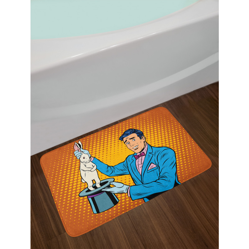 Magician Rabbit Pop Art Retro Bath Mat