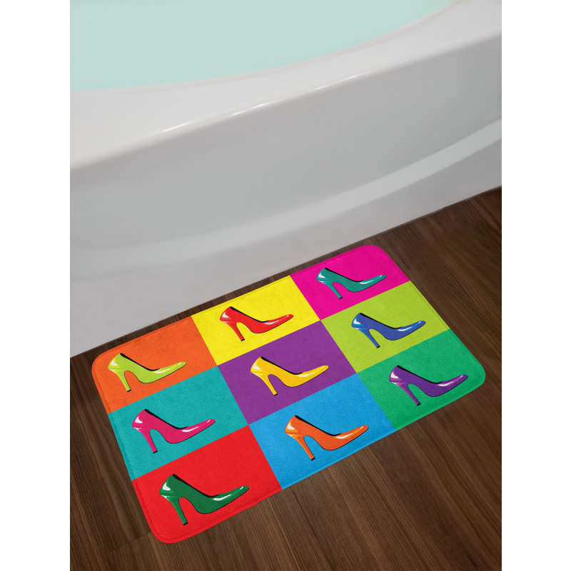 Colorful Shoes Pop Art Bath Mat