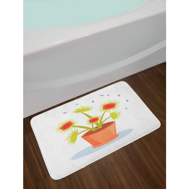 Plant and Fly Silhouettes Bath Mat