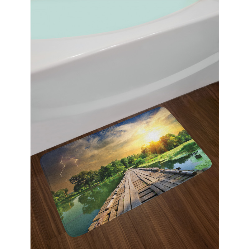 Bolt at Sunset Forest River Bath Mat