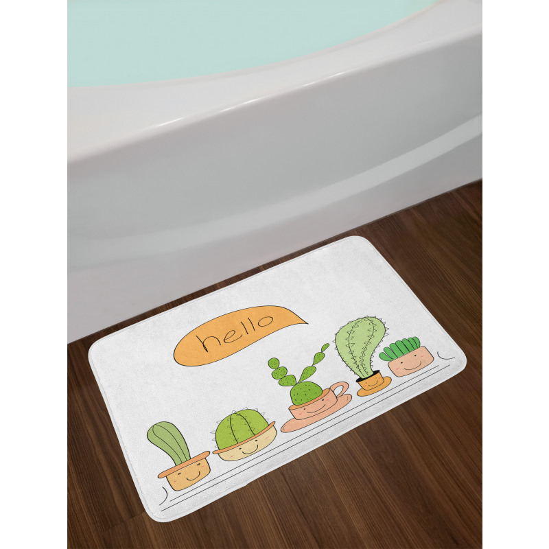 Home Plants in Smiling Pots Bath Mat