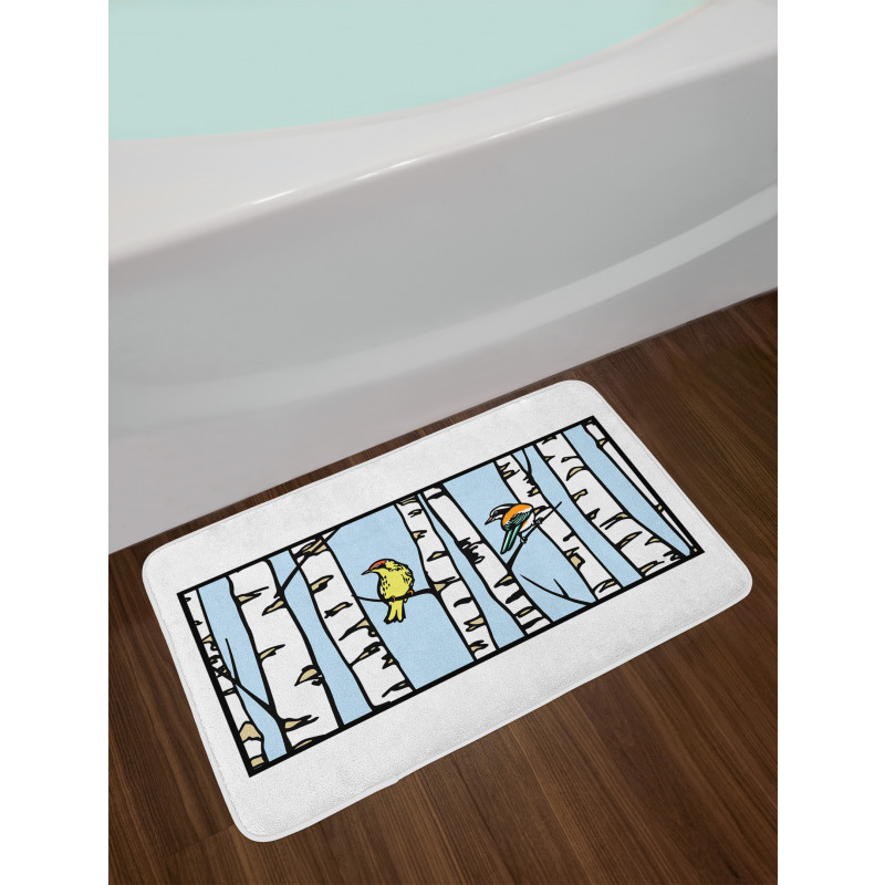 Birch Tree Drawing Bark Style Bath Mat