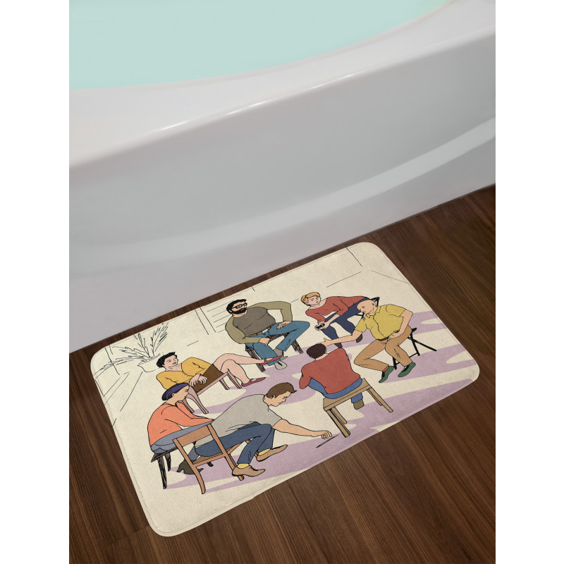 Group Therapy Illustration Bath Mat