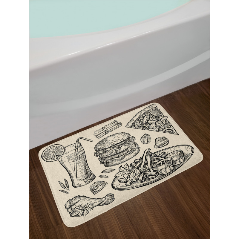 Pizza Burger Lemonade Bath Mat