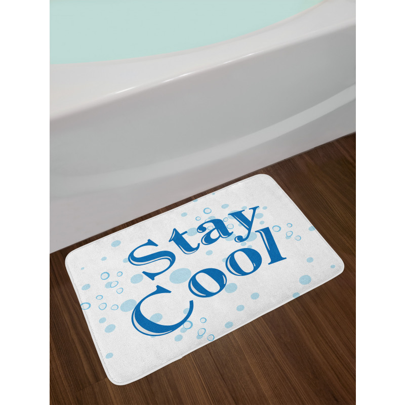 Blue Tones Words Bubbles Bath Mat