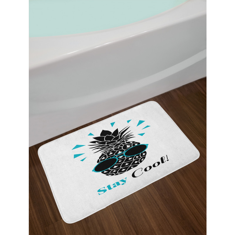 Words and Pineapple Print Bath Mat