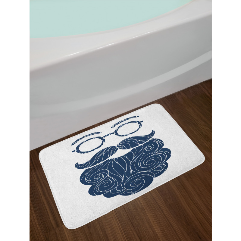 Hipster Fashion Beard Glasses Bath Mat