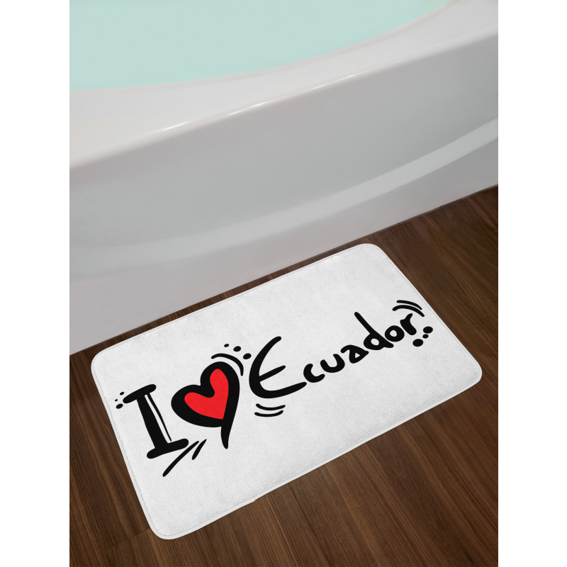 I Heart Ecuador Typography Bath Mat