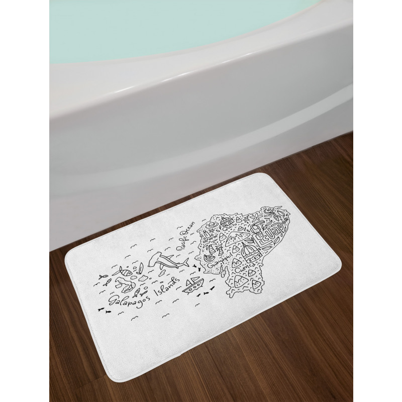 Infographic Doodle Line Map Bath Mat