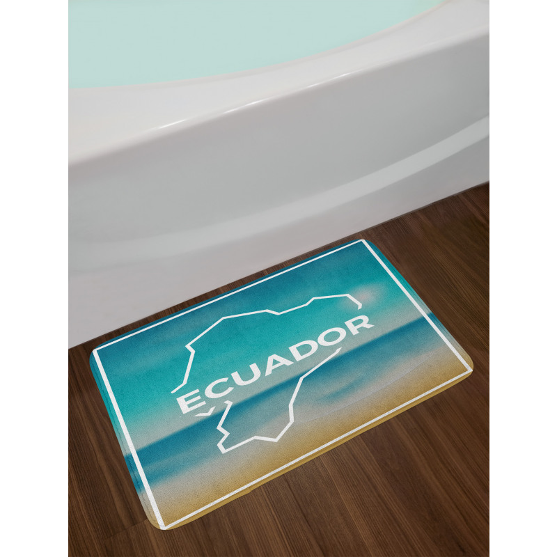 White Frame Blurred Beach Bath Mat