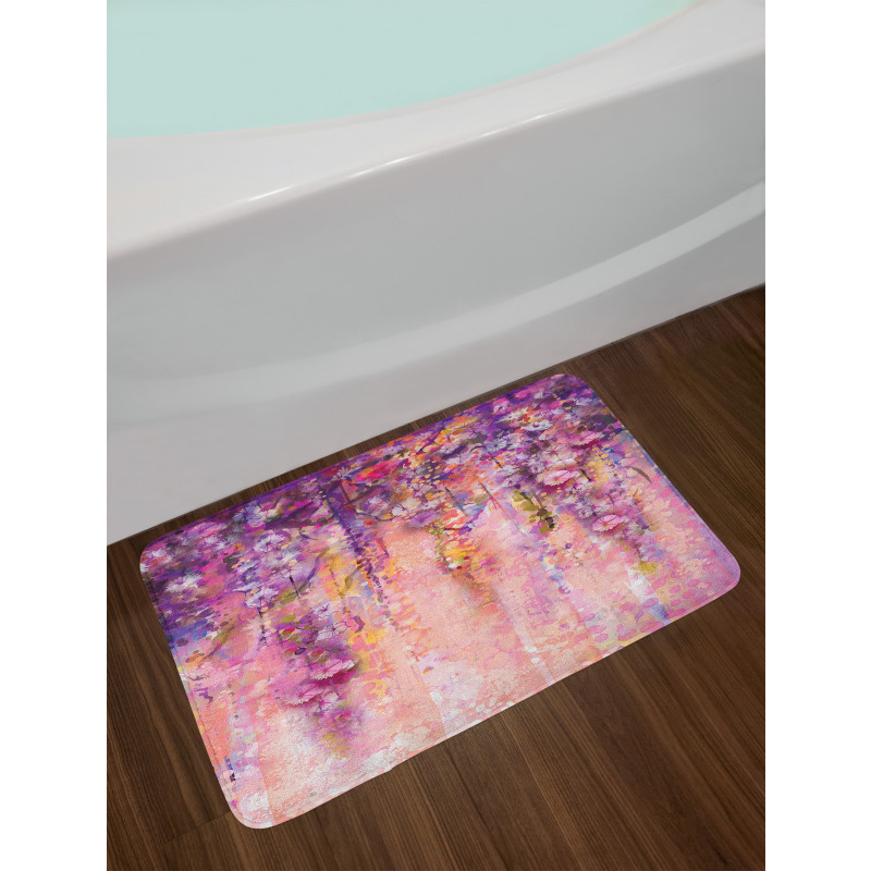 Watercolor Wisteria Blooms Bath Mat