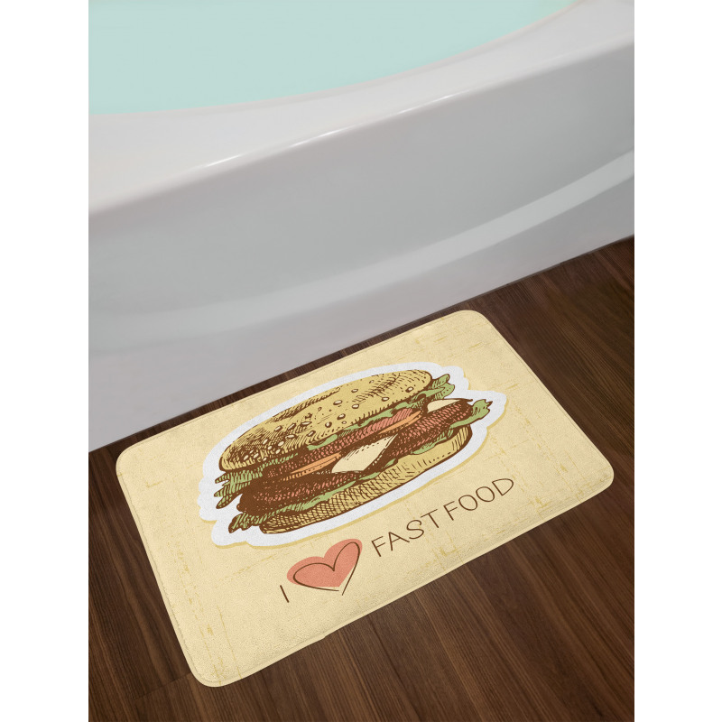 Grunge Retro Fast Food Bath Mat