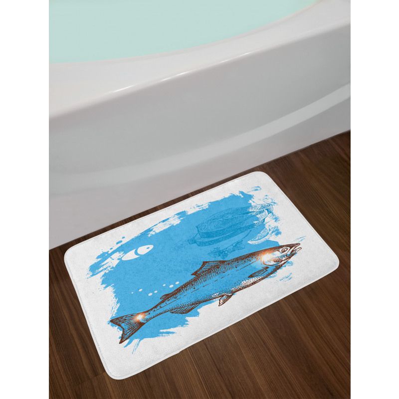 Fish and Fresh Meat Sketch Bath Mat