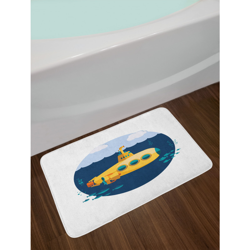 Nautical Wave Fish Bubble Bath Mat