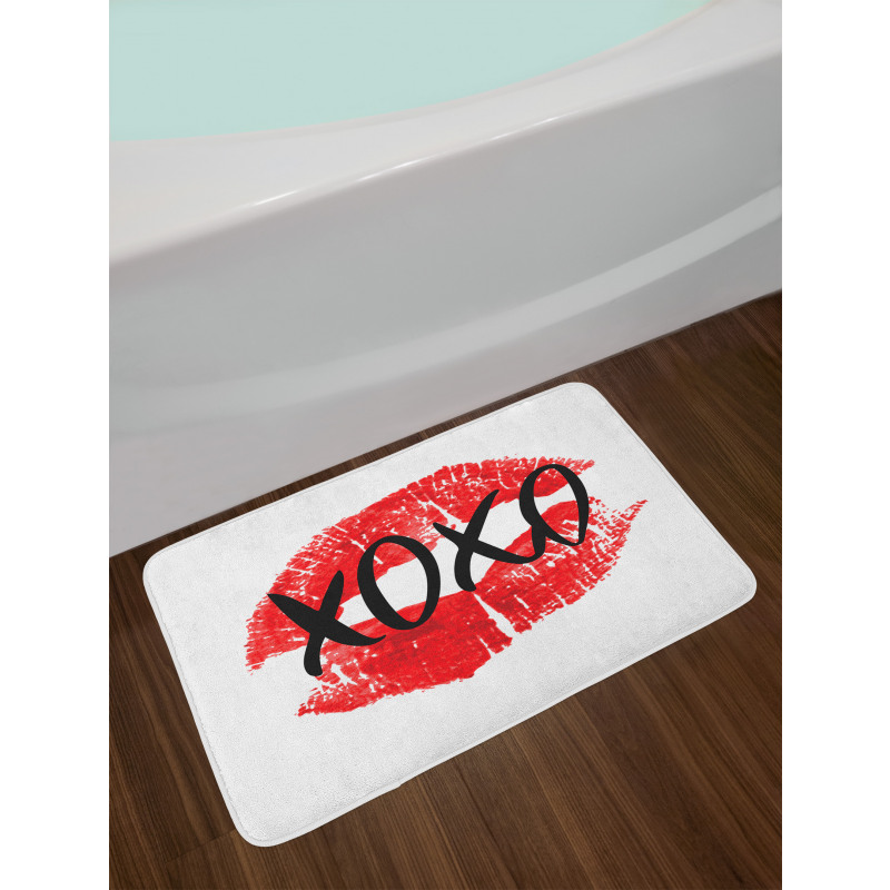 Lips Pattern with Love Kisses Bath Mat