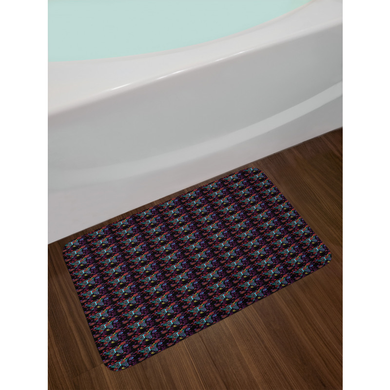 Aqua Ribcage with Flowers Bath Mat