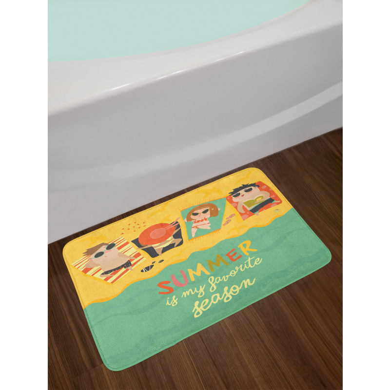 Sunbathing Kids Beach Doodle Bath Mat