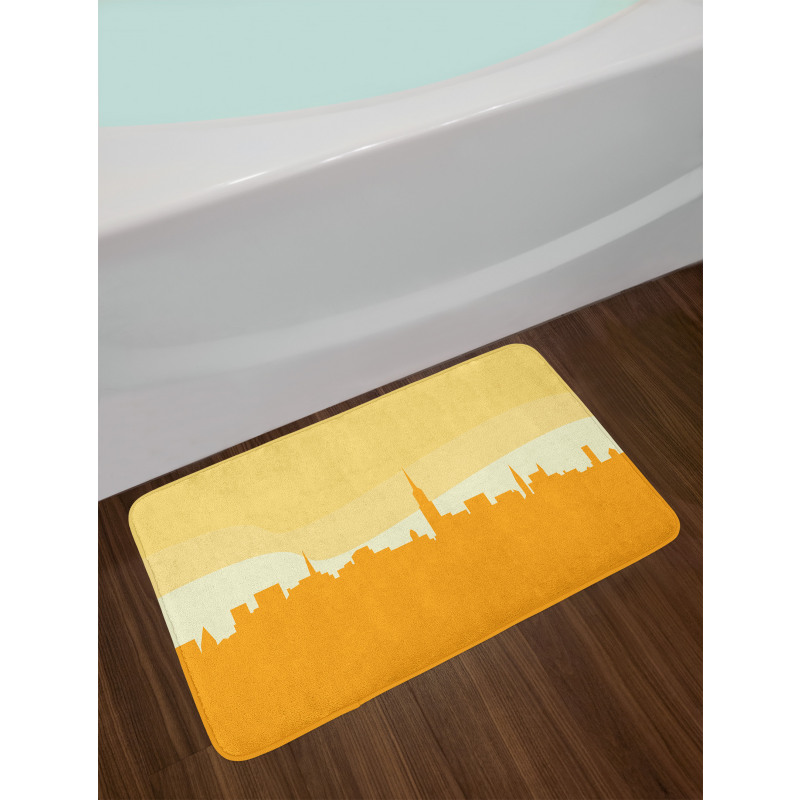 Panoramic Silhouette Cityscape Bath Mat