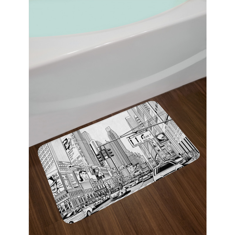 Street of New York Urban Sketch Bath Mat