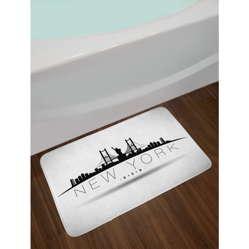 New York USA Wording Landmarks Bath Mat