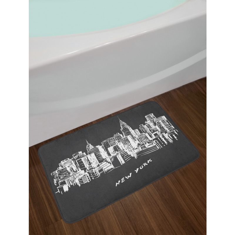 Hand Drawn City Buildings Deco Bath Mat