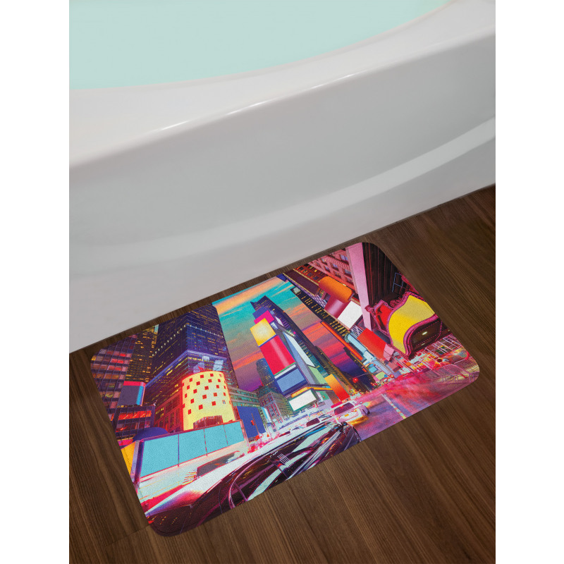 Colorful Night Times Square Bath Mat