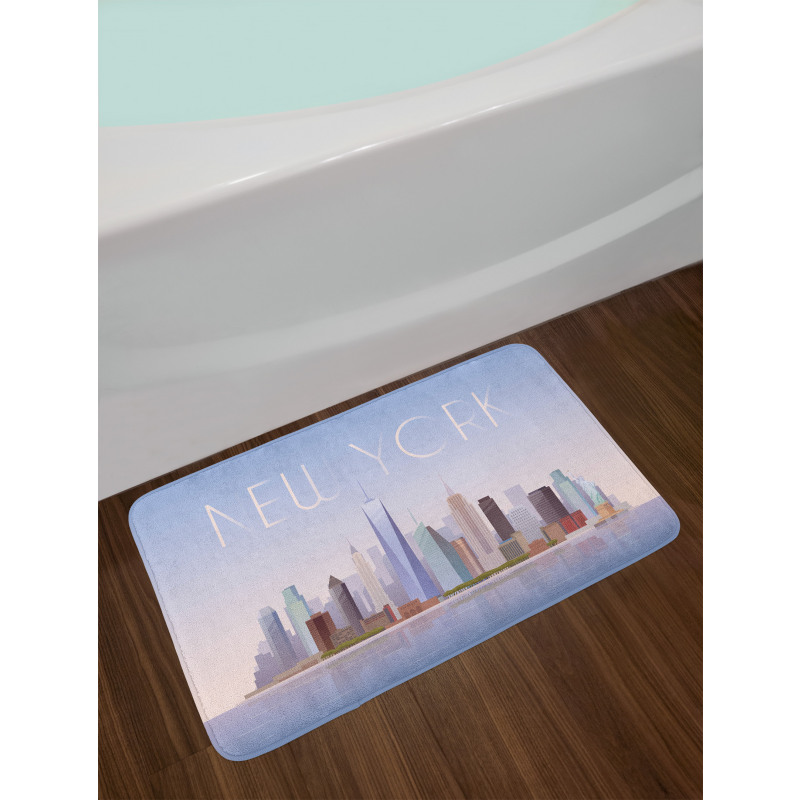 Pastel Tones Big Apple Skyline Bath Mat